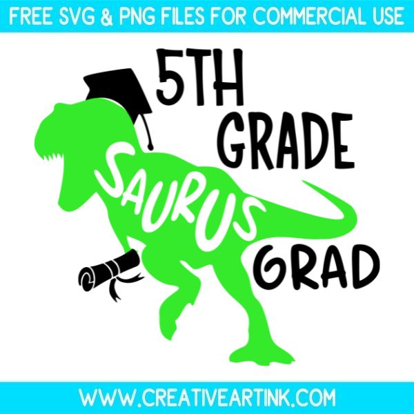 Free 5th Grade Saurus Graduation SVG & PNG