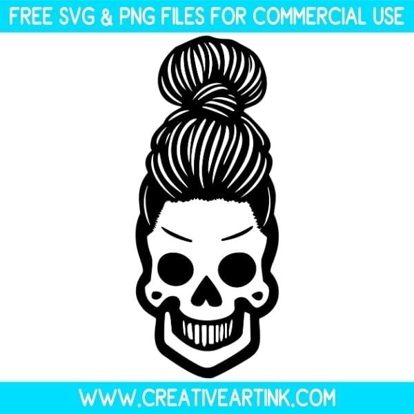 Messy Bun Skull SVG & PNG Clipart Images Free