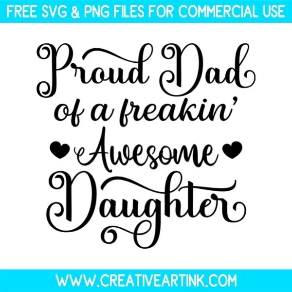 Free Proud Dad Of A Freaking Awesome Daughter SVG Cut File