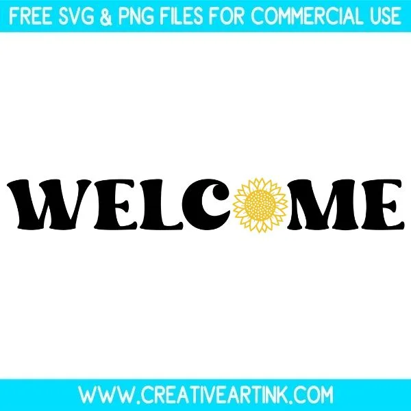 Free Welcome Sunflower SVG Cut File