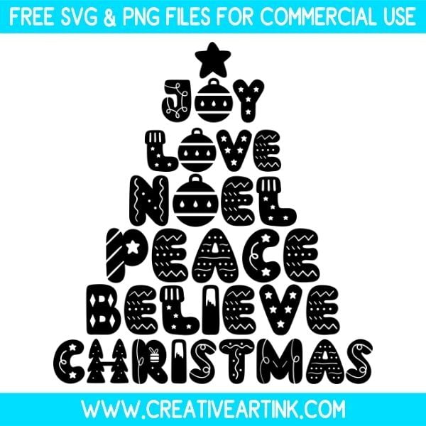 Free Christmas Word Tree SVG Cut File
