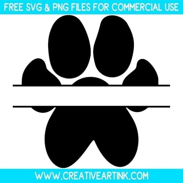 Paw Print Split Monogram SVG & PNG Clipart Images Free