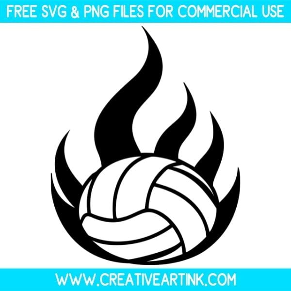 Volleyball Fire Flame Theme SVG & PNG Clipart Free Download
