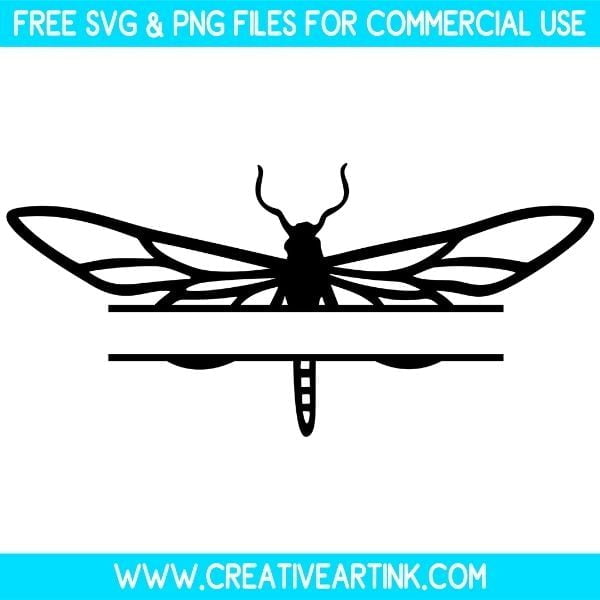 Dragonfly Split Monogram SVG & PNG Images Free Download