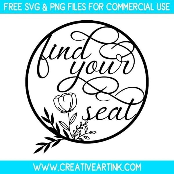 Floral Find Your Seat Sign SVG & PNG Free Download