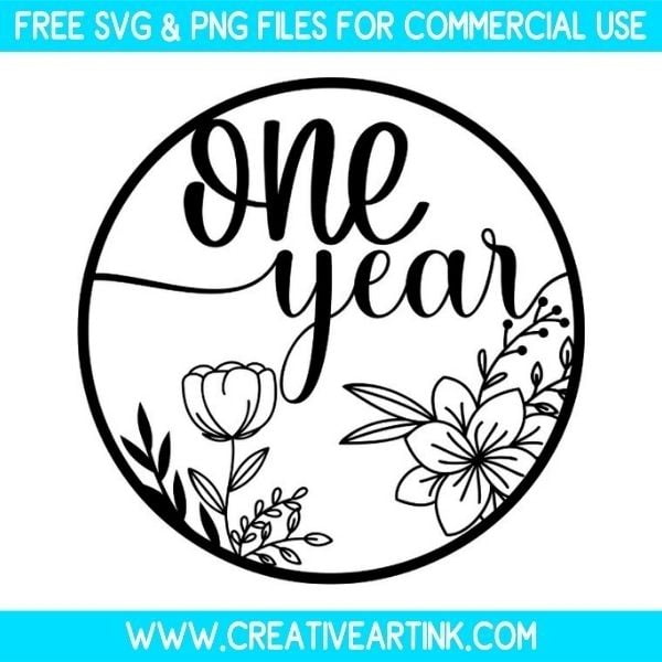 Floral One Year SVG & PNG Images Free Download