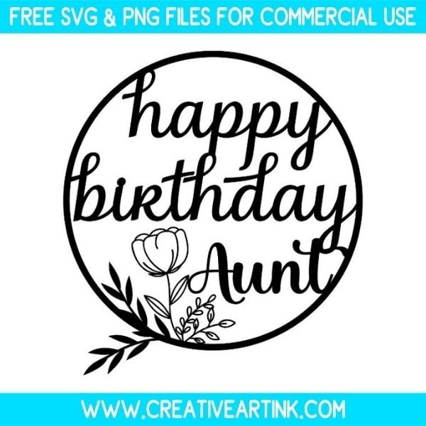 Happy Birthday Aunt SVG Cut & PNG Images Free