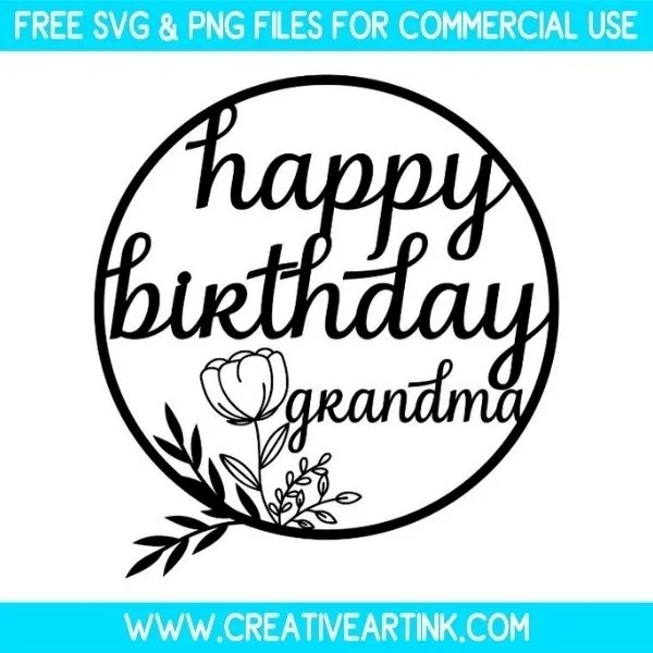 Happy Birthday Grandma SVG Cut & PNG Images Free