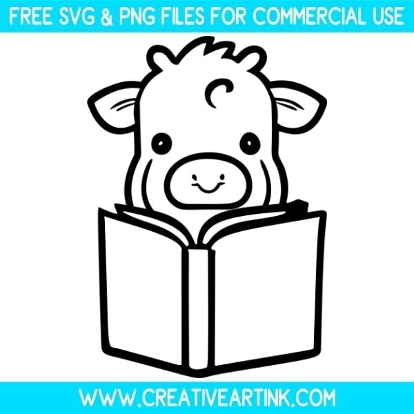 Cute Cow Reading Free SVG & PNG Images Download