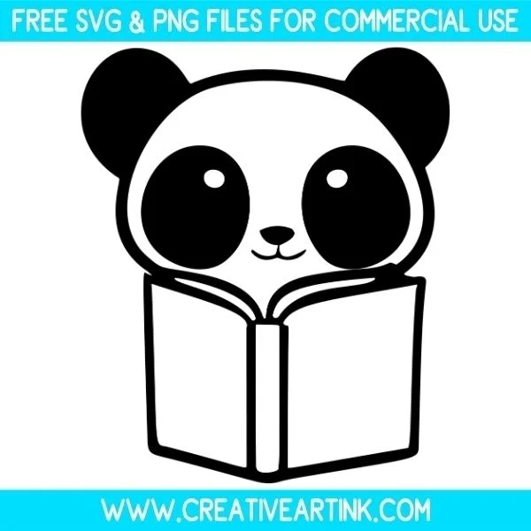 Cute Panda Reading Free SVG & PNG Images Download