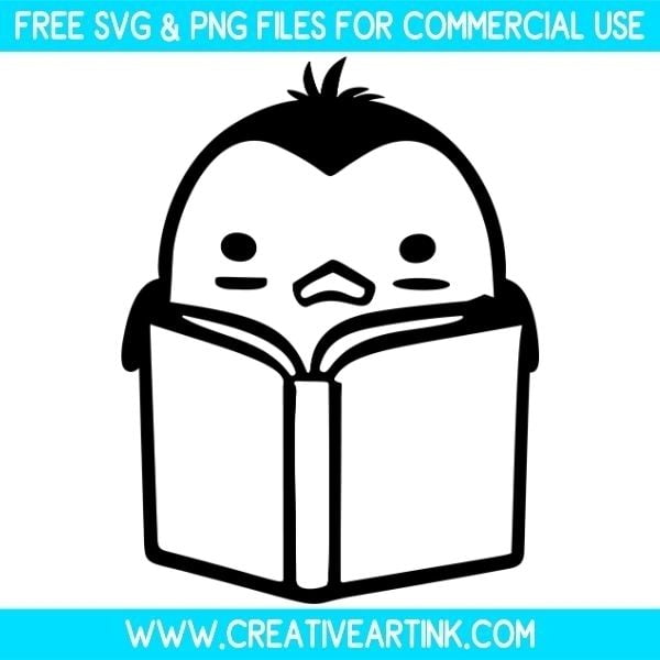 Cute Penguin Reading Free SVG & PNG Images Download