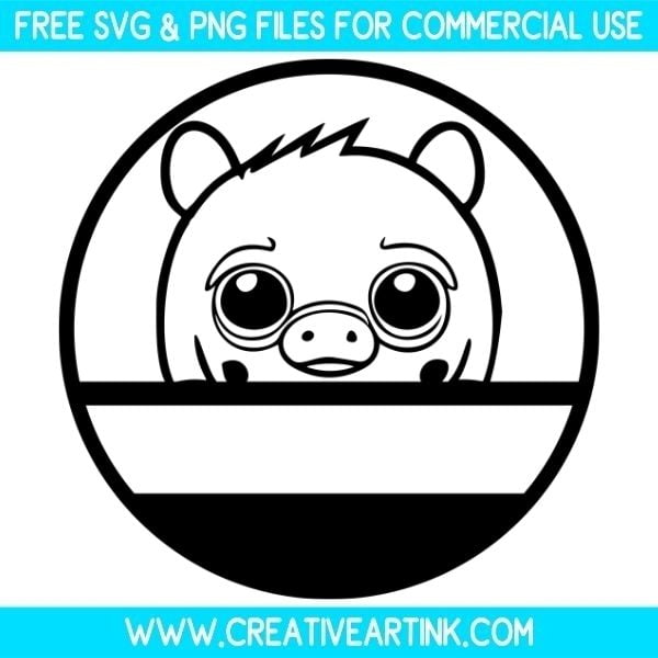 Cute Pig Split Monogram Free SVG & PNG Images Download