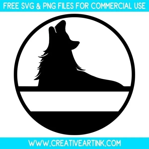 Howling Wolf Split Monogram Free SVG & PNG Images Download
