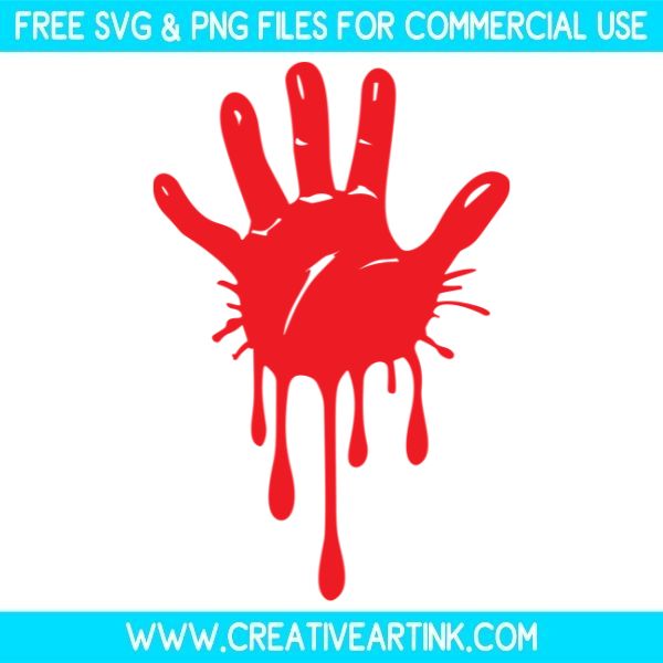 Bloody Handprint Free SVG & PNG Cut Files Download