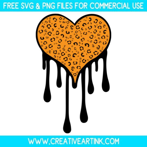 Dripping Heart Leopard Print Free SVG & PNG Cut Files Download