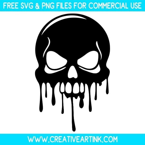 Dripping Skull Silhouette Free SVG & PNG Clipart Images Download