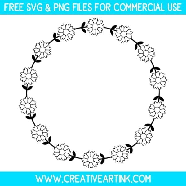 Simple Flower Wreath Free SVG & PNG Cut Files Download