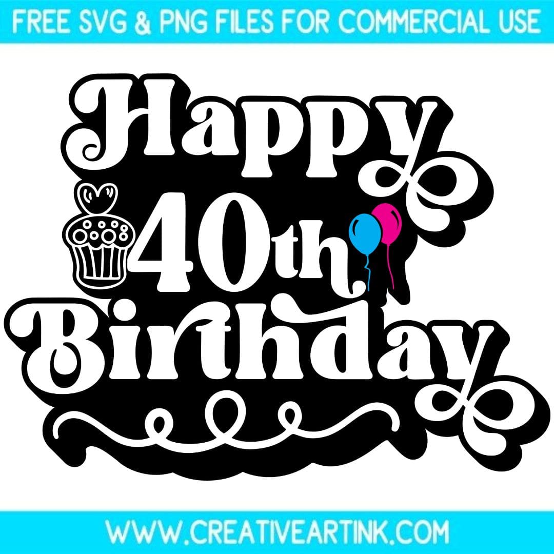 Happy 40th Birthday SVG cut file for cricut