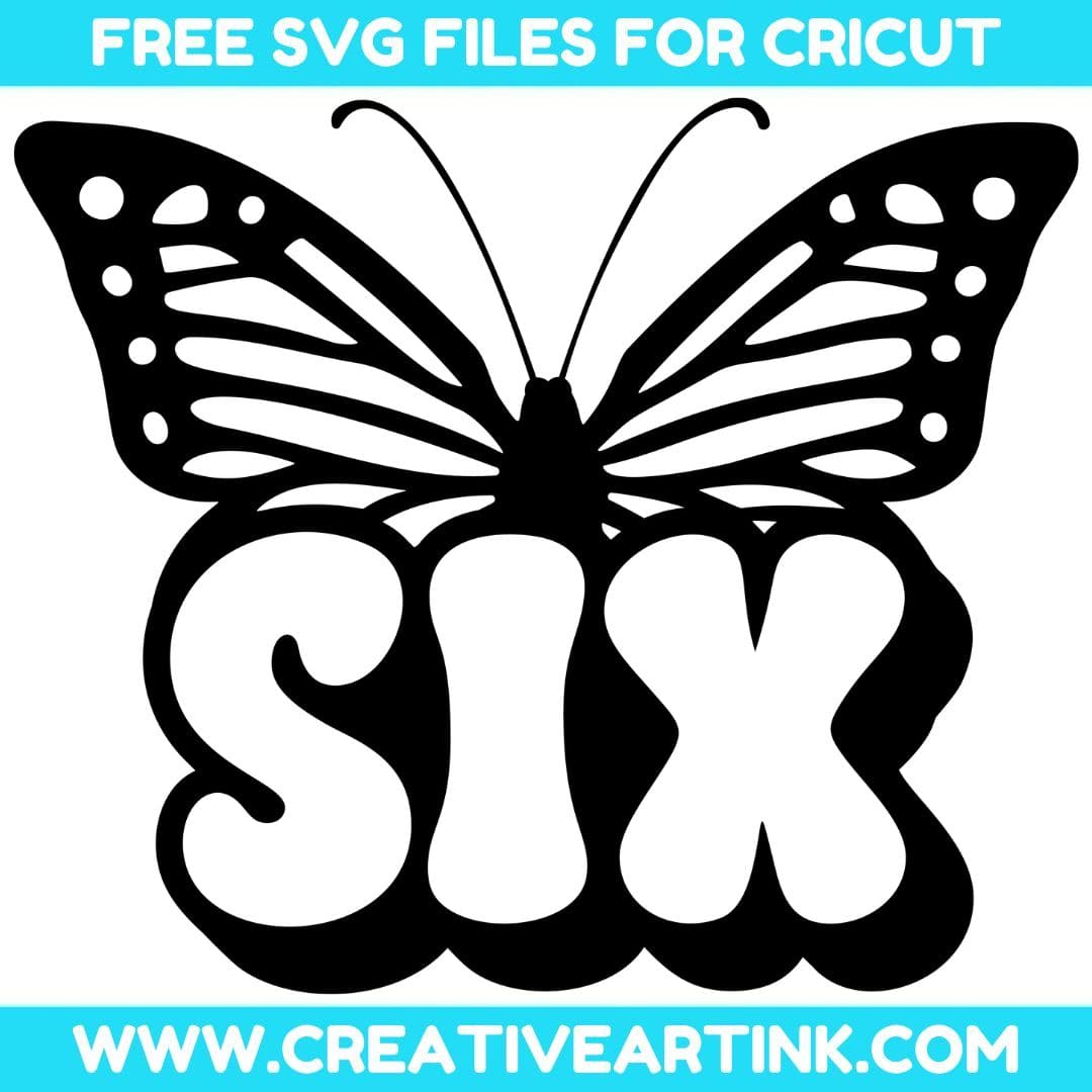 Butterfly, 6th Birthday SVG cut file for cricut