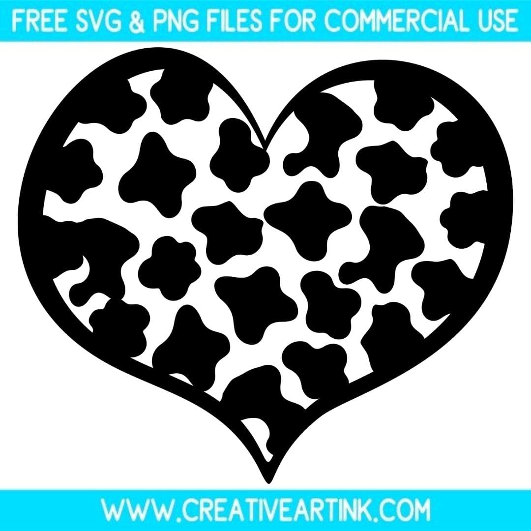 Heart Cow Print SVG file for cricut