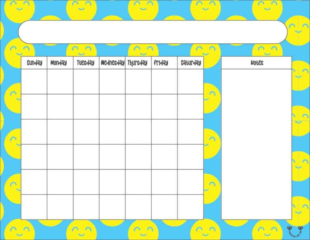 Blank Monthly Calendar Printable Template 14