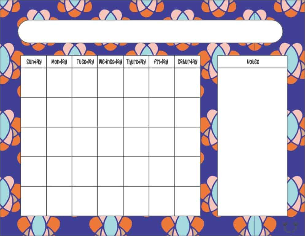 Blank Monthly Calendar Printable Template 15