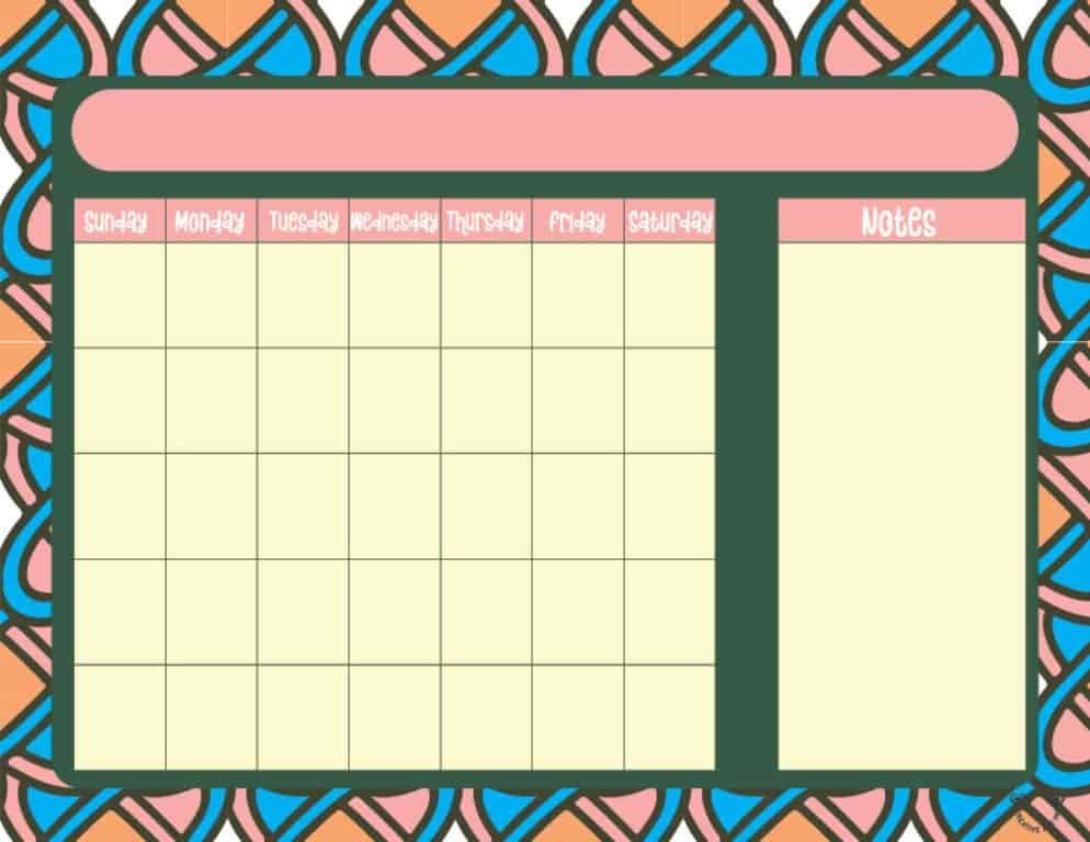 Blank Monthly Calendar Printable Template 19