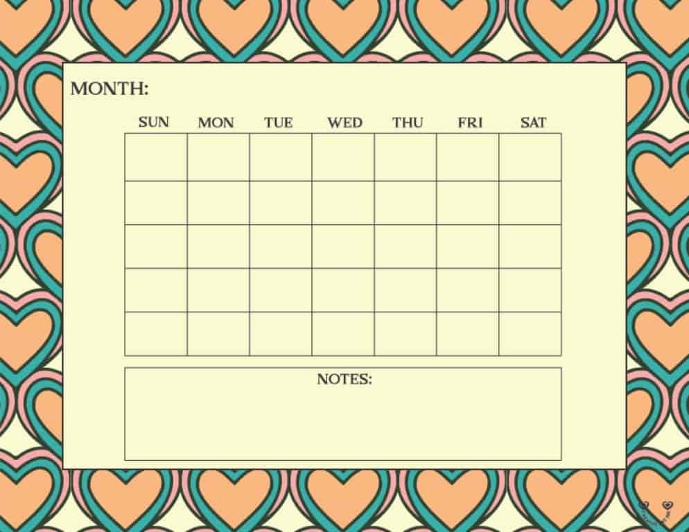 Blank Monthly Calendar Printable Template 20