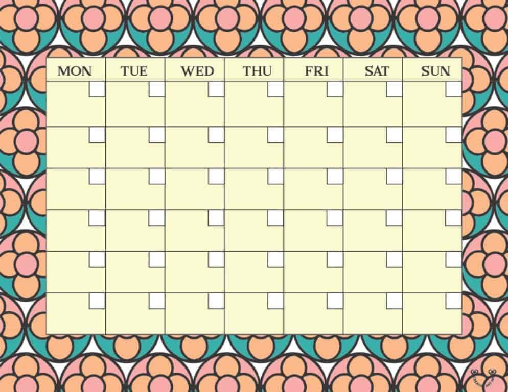 Blank Monthly Calendar Printable Template Free 21