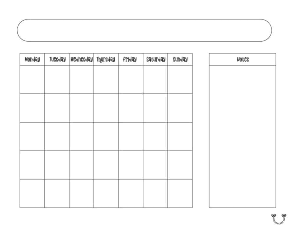 Blank Monthly Calendar Printable Template 8