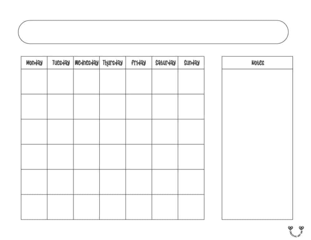 Blank Monthly Calendar Printable Template 9