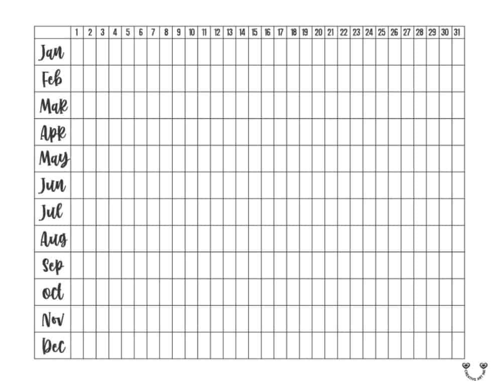 Yearly Blank Calendar Template Free Printable