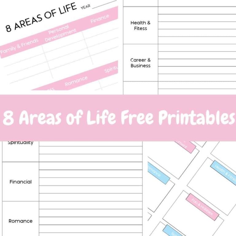 8 Areas Of Life Free Printables
