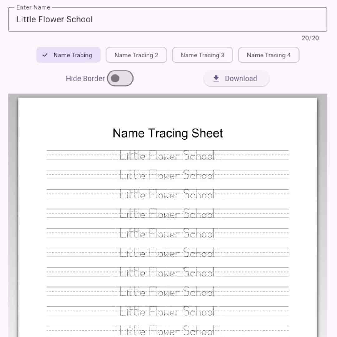 School-Name-Tracing-Practice-Sheet