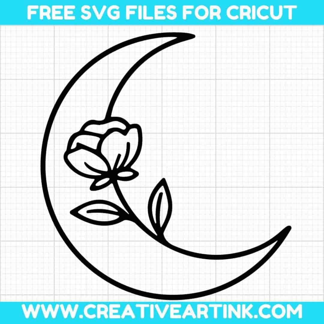 Moon And Simple Flower SVG Cut File for Cricut
