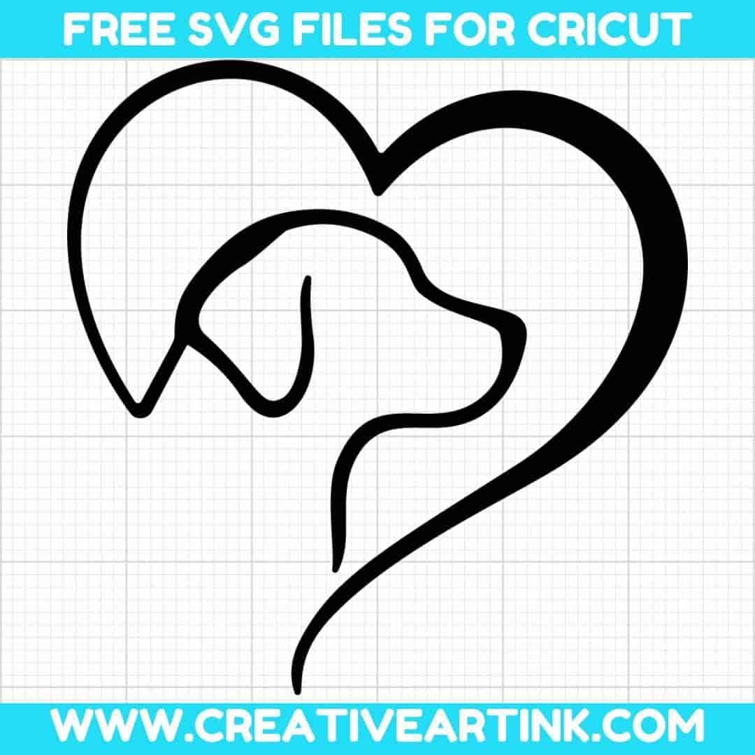 Simple Heart With Dog SVG cut file for cricut