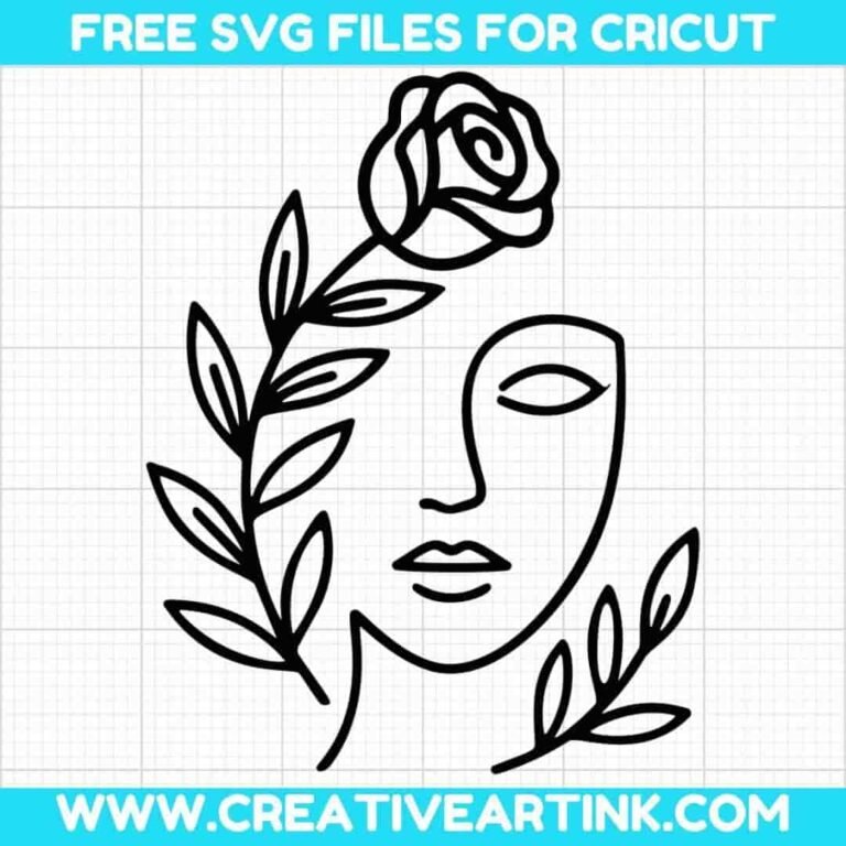 Woman With Rose Flower Branch SVG Cut File for Cricut