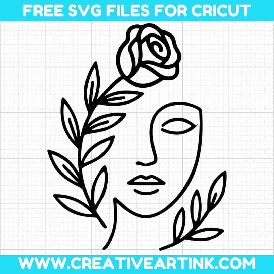 Woman With Rose Flower Branch SVG Cut File for Cricut